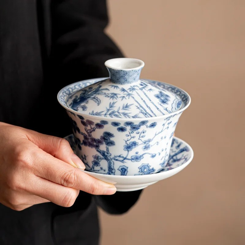 Gaiwan Antique - Porcelaine Jingdezhen 300ml | Bleu & Blanc