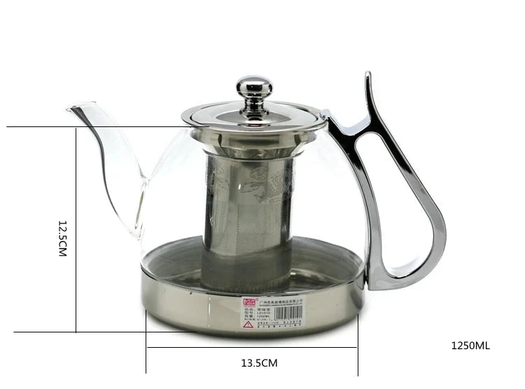 Théière verre borosilicate capacité 800ml fond blanc