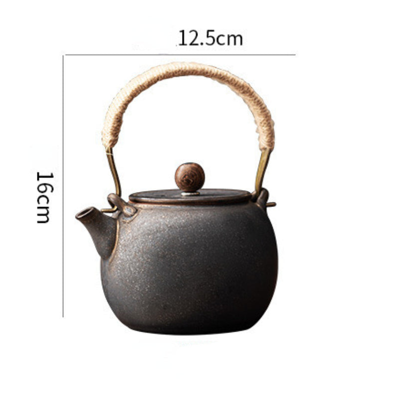 Théière en céramique anse corde style traditionnel