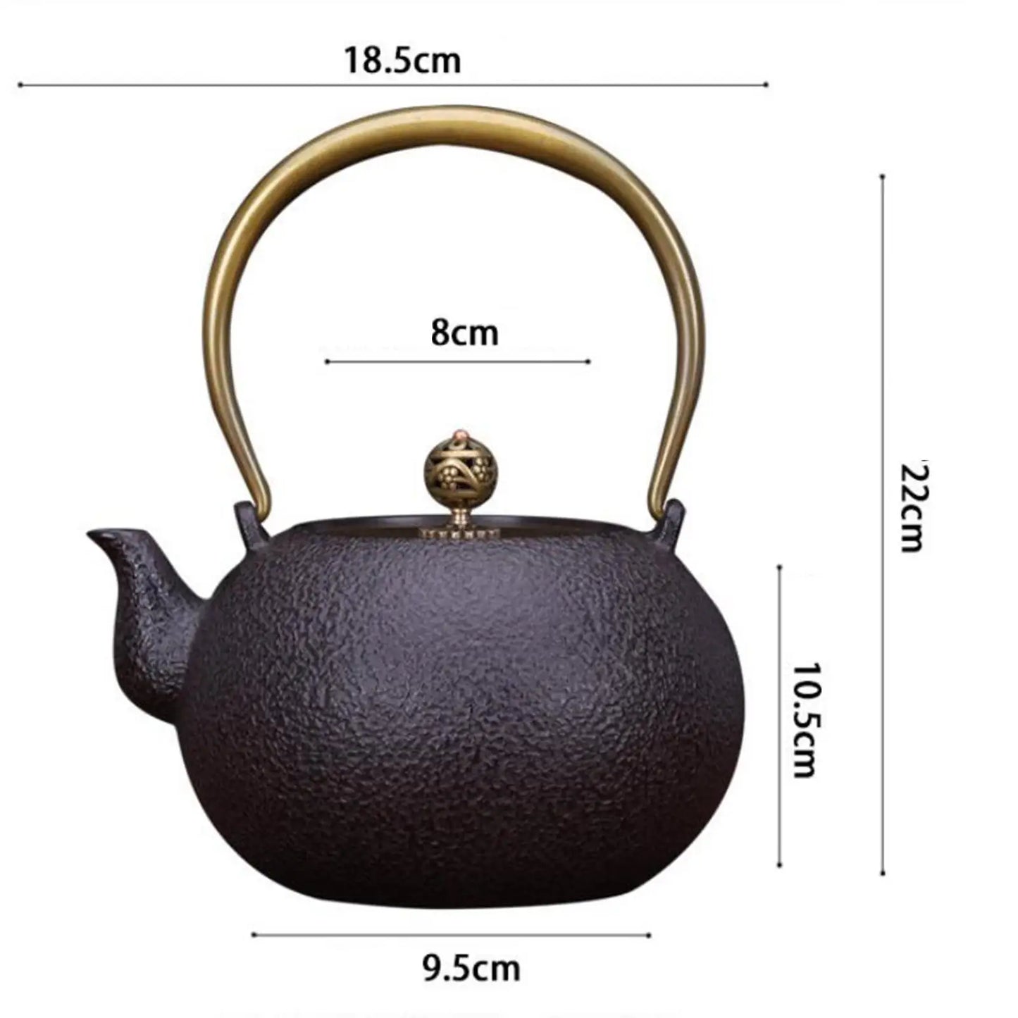 Théière en fonte martelée style tetsubin vue profil