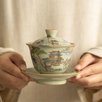 Gaiwan Paysage Céleste - Céramique Ru 140ml | Décor Paysager