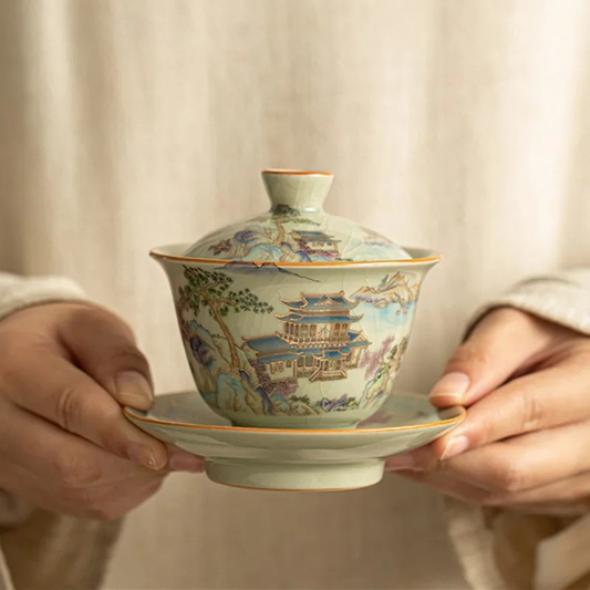 Gaiwan Paysage Céleste - Céramique Ru 140ml | Décor Paysager