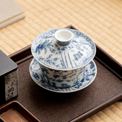 Gaiwan Antique - Porcelaine Jingdezhen 300ml | Bleu & Blanc