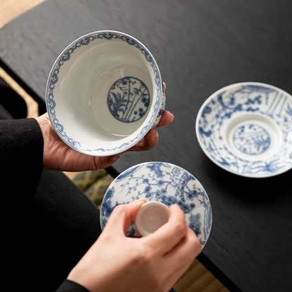 Gaiwan Antique - Porcelaine Jingdezhen 300ml | Bleu & Blanc