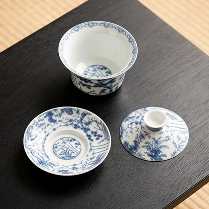 Gaiwan Antique - Porcelaine Jingdezhen 300ml | Bleu & Blanc