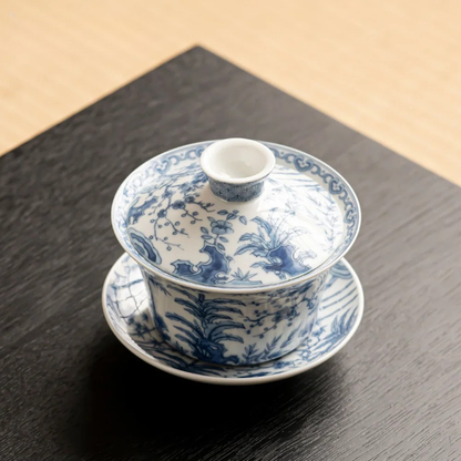 Gaiwan Antique - Porcelaine Jingdezhen 300ml | Bleu & Blanc