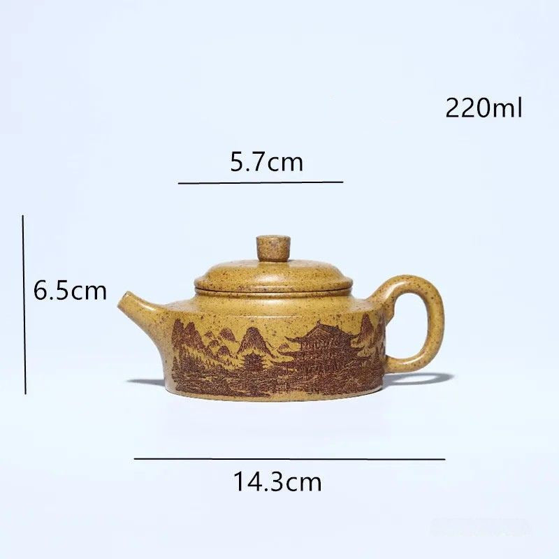 Patine naturelle argile Zisha théière gravée traditionnelle
