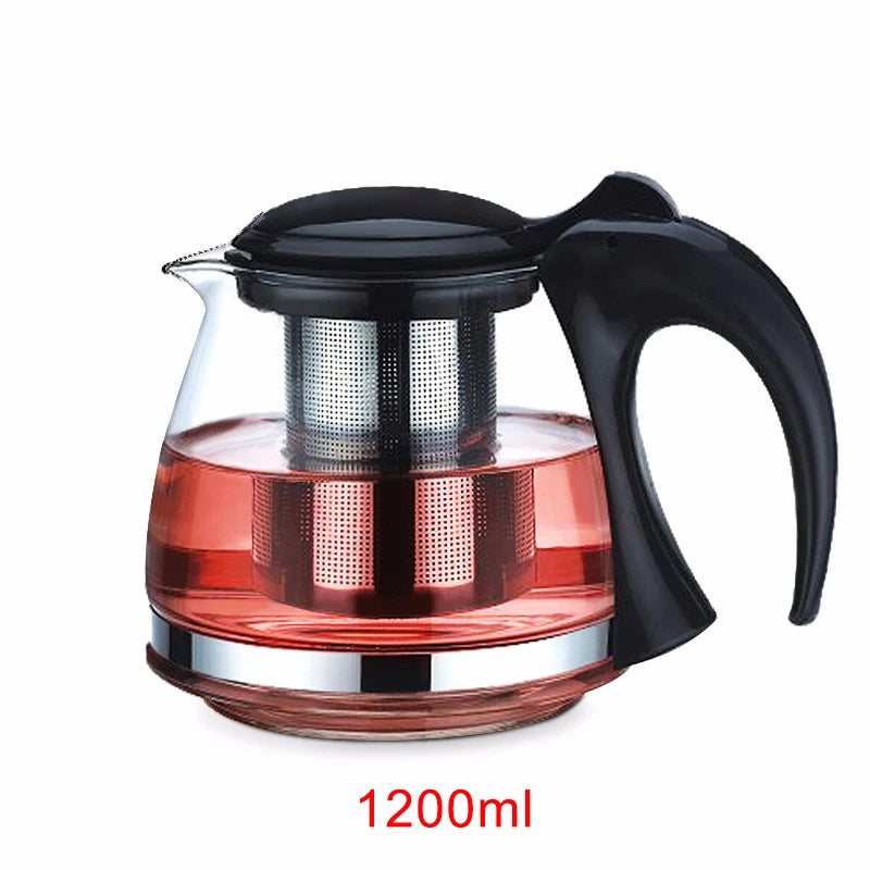 Théière en verre borosilicate 1,2L vue d'ensemble sur fond neutre