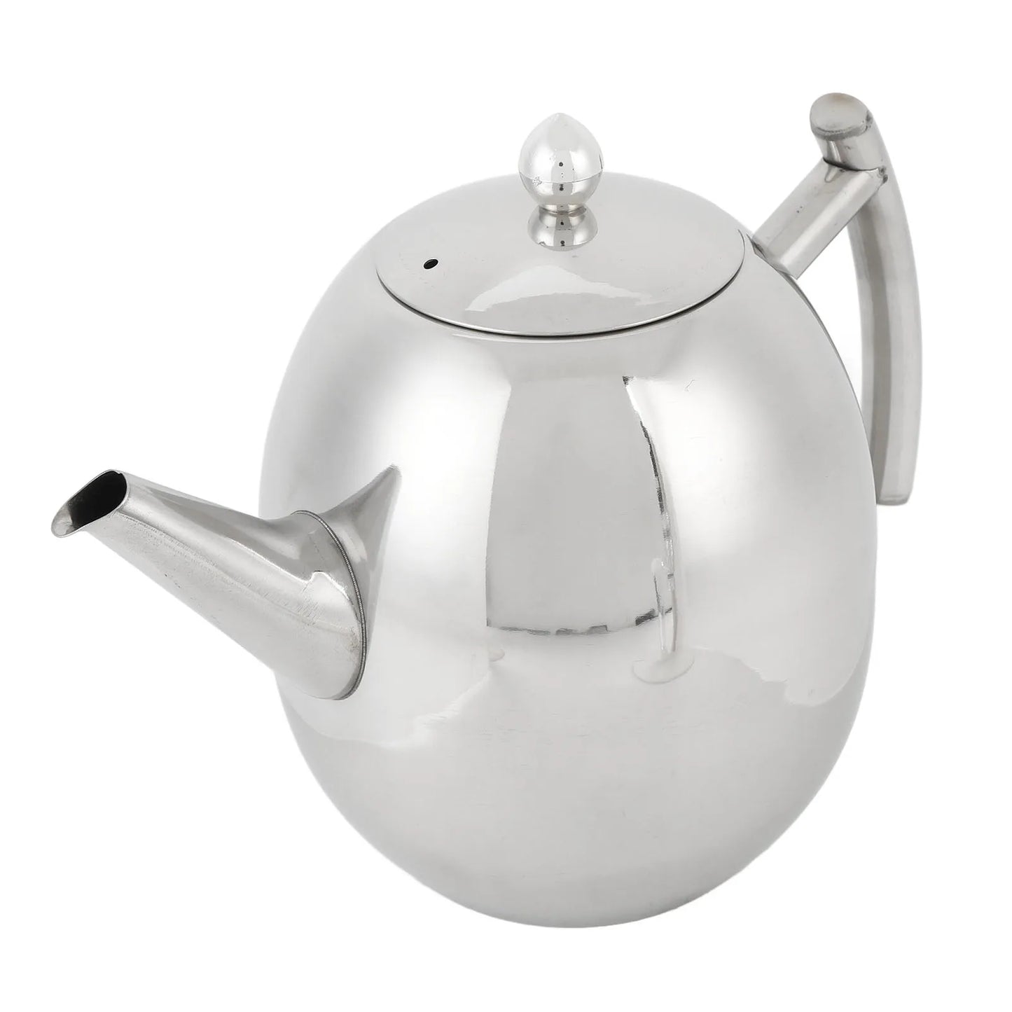 Théière ovale inox poignée ergonomique design épuré