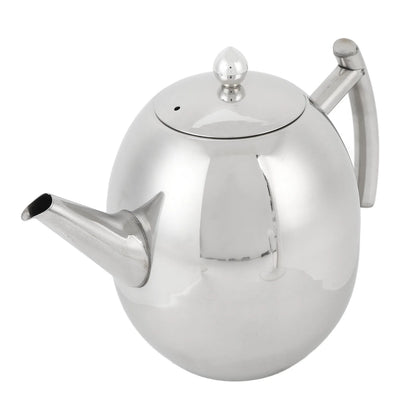 Théière ovale inox poignée ergonomique design épuré