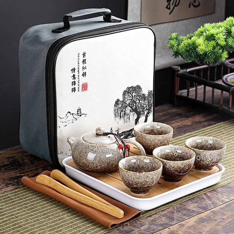 Service à Thé Voyage Céleste - Céramique 200ml | Sac Nomade Inclus