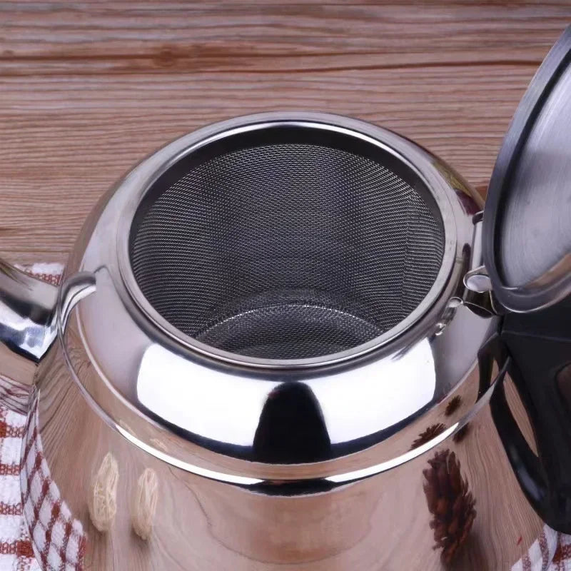 Théière inox effet miroir avec poignée isolante