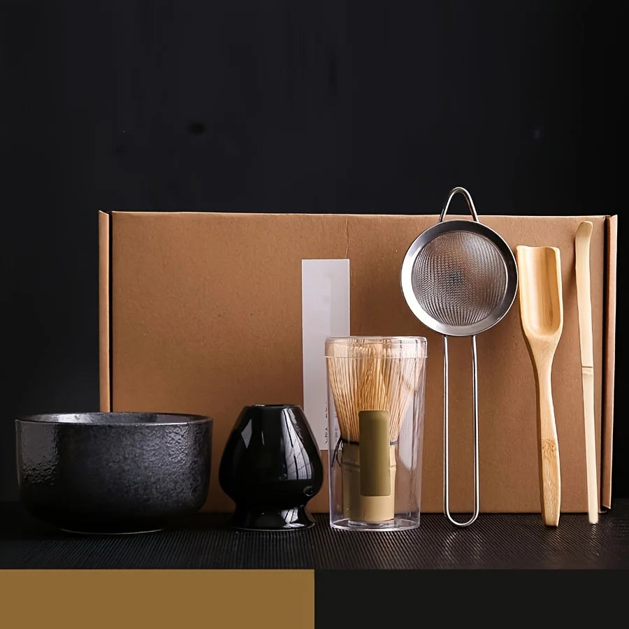 Service à Thé Matcha Essentiel - Céramique 6 Pièces | Tamis Inclus