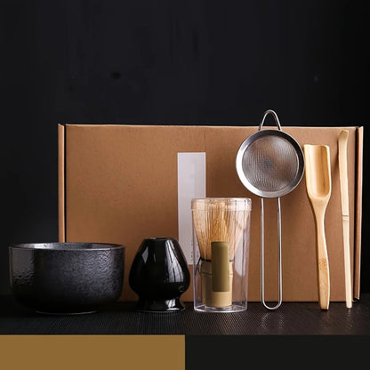 Service à Thé Matcha Essentiel - Céramique 6 Pièces | Tamis Inclus