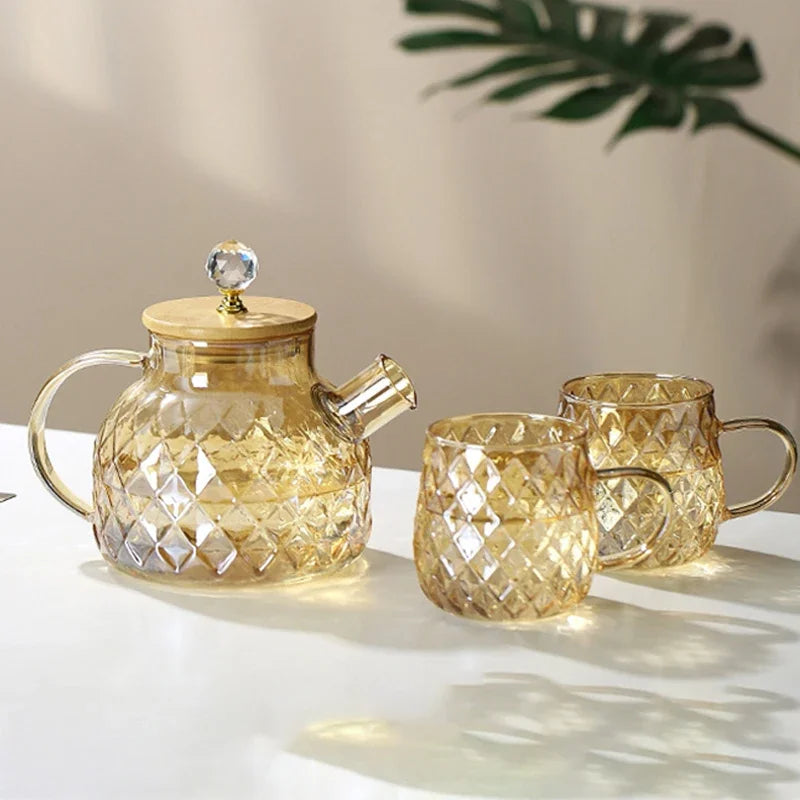 Détail facettes diamant théière verre borosilicate