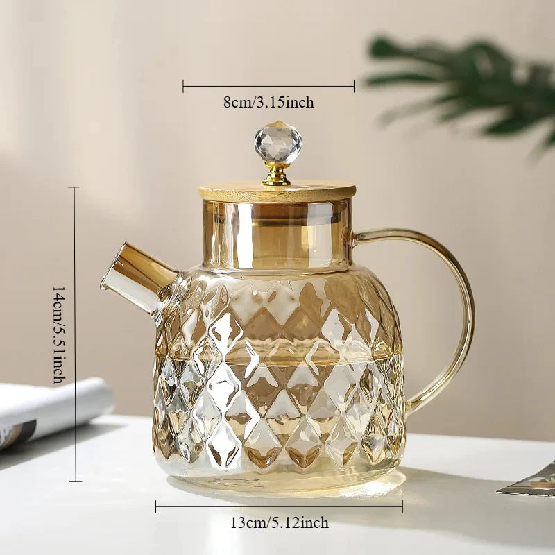 Comparatif trois tailles théière verre diamant cristal