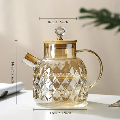 Comparatif trois tailles théière verre diamant cristal