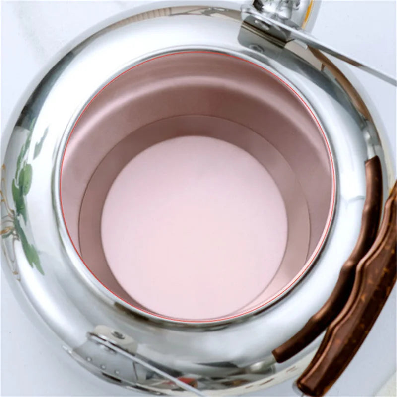 Théière inox 2 litres avec poignée isolante bois