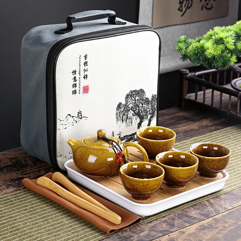 Service à Thé Voyage Céleste - Céramique 200ml | Sac Nomade Inclus