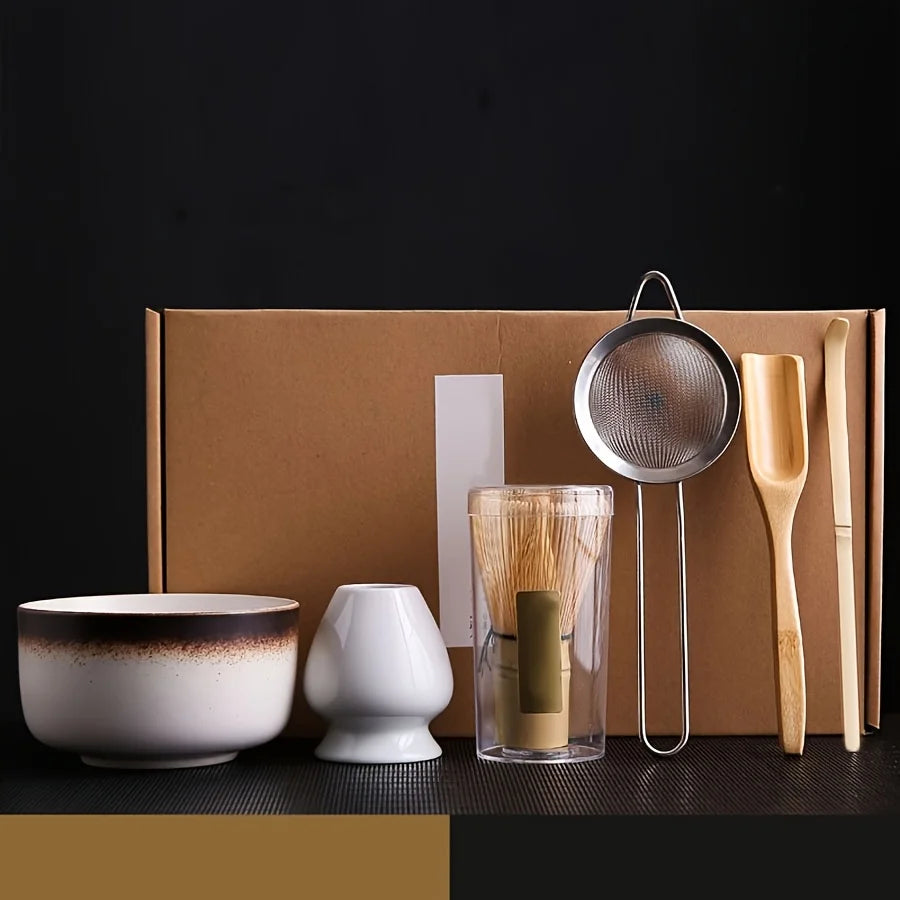 Service à Thé Matcha Essentiel - Céramique 6 Pièces | Tamis Inclus