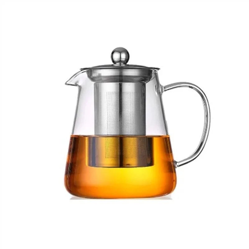 Théière en verre borosilicate transparente vue de profil