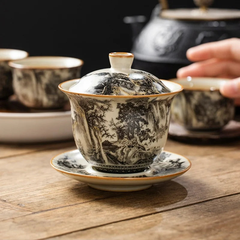 Gaiwan Céladon Four Ru - Porcelaine Craquelée 160ml | Cérémonie