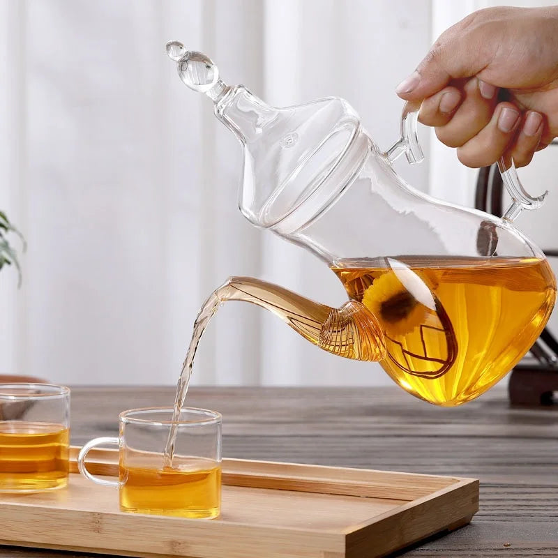 Théière arabe en verre borosilicate transparente vue de face