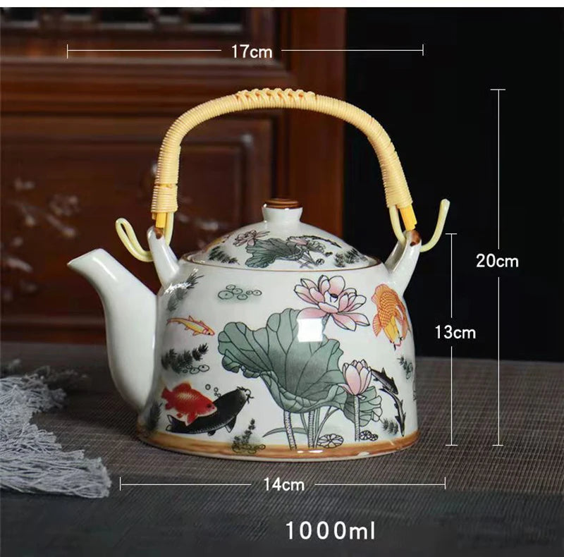 Vue du dessus théière porcelaine capacité un litre