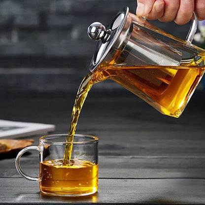 Théière carrée en verre 950 ml avec couvercle et filtre inox