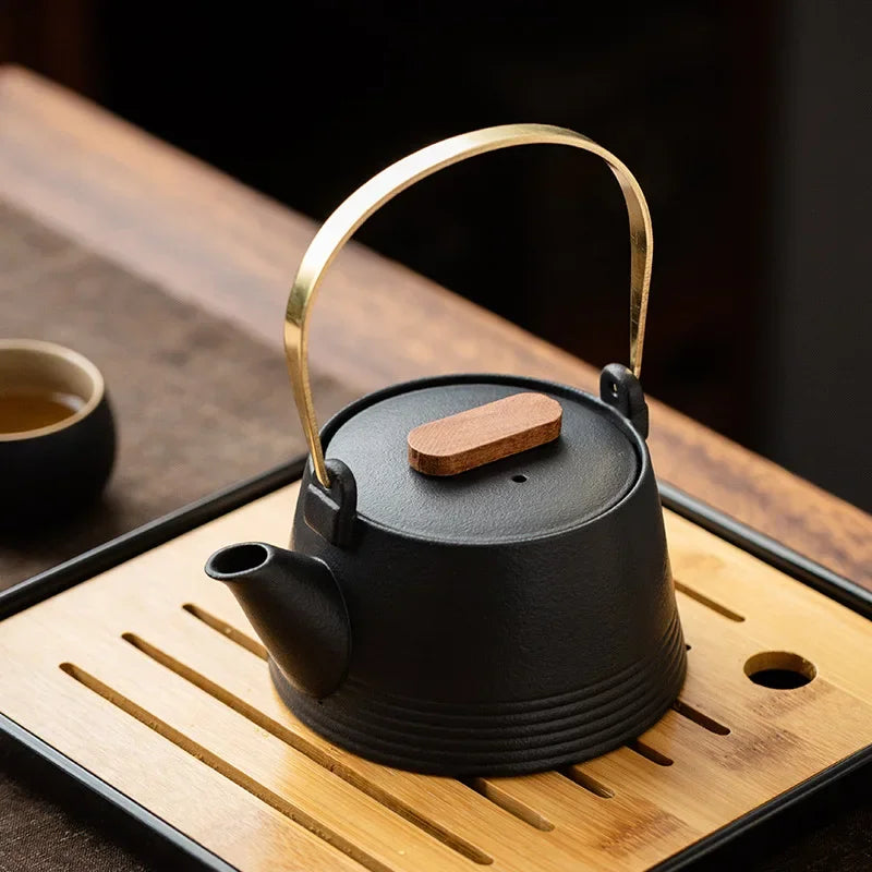 Service à Thé Sable Pourpre - Céramique Noire 270ml | Boîte Incluse