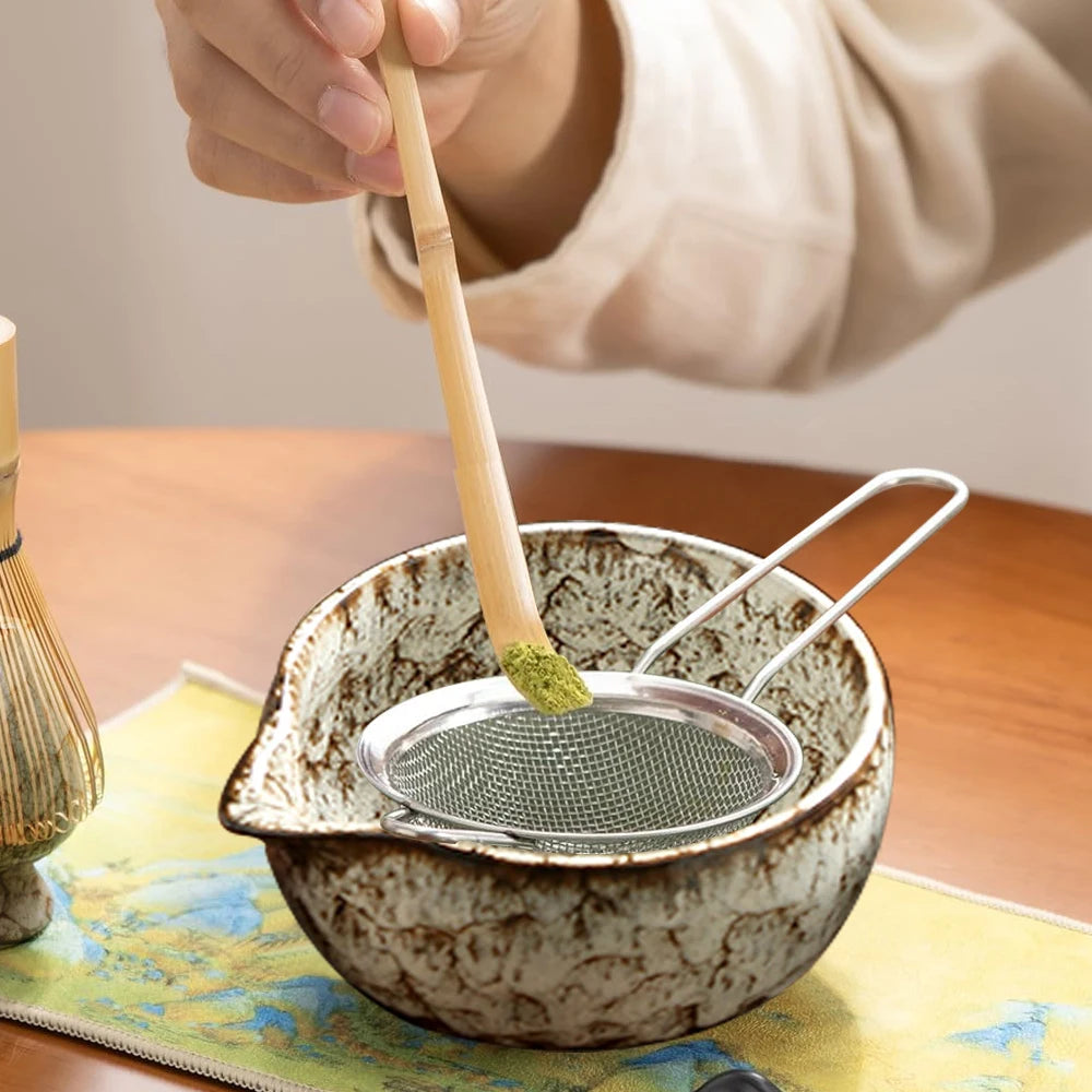 Service à Thé Matcha Zen - Céramique & Bambou | Support Inclus