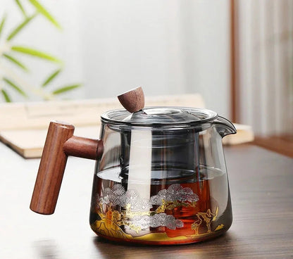 Théière en verre borosilicate fumé design japonais moderne