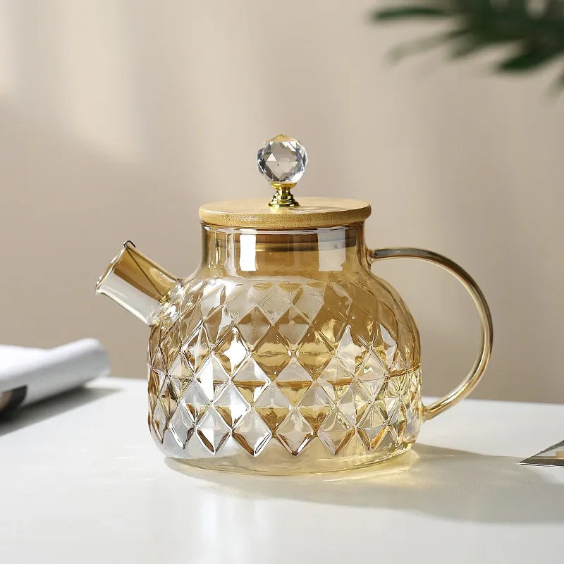 Théière borosilicate taillé diamant vue de face