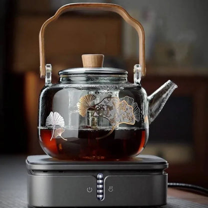 Vue de face théière en verre transparent 1 litre