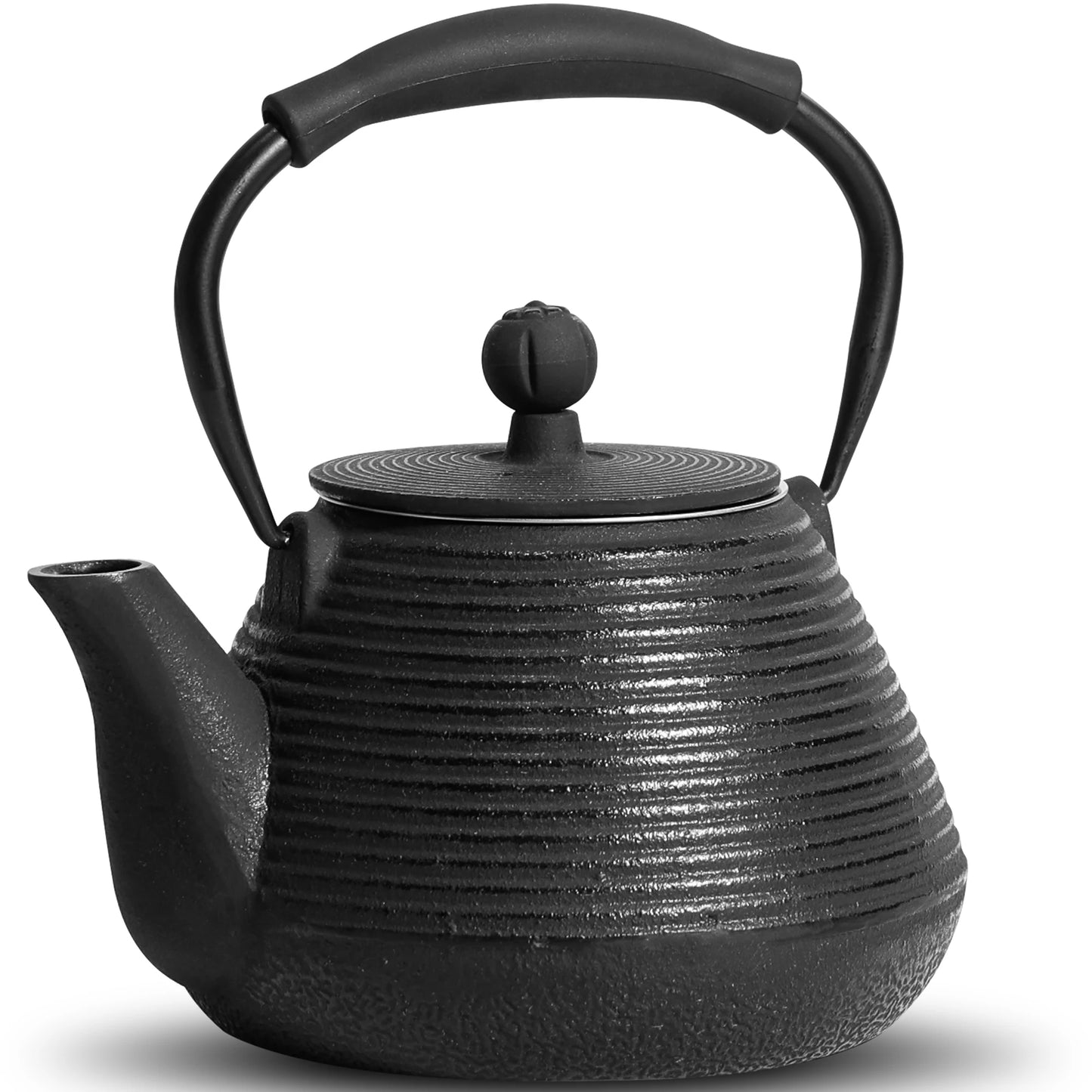 Théière japonaise en fonte motifs circulaires vue de face