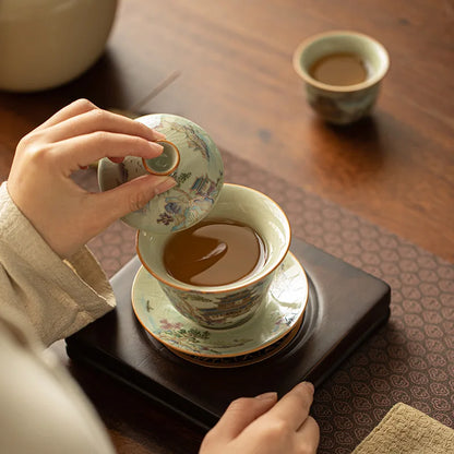 Gaiwan Paysage Céleste - Céramique Ru 140ml | Décor Paysager