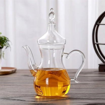 Théière orientale en verre 1 litre bec verseur incurvé