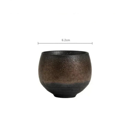 Schéma des dimensions de la tasse à thé en grès : 6,2 cm de diamètre