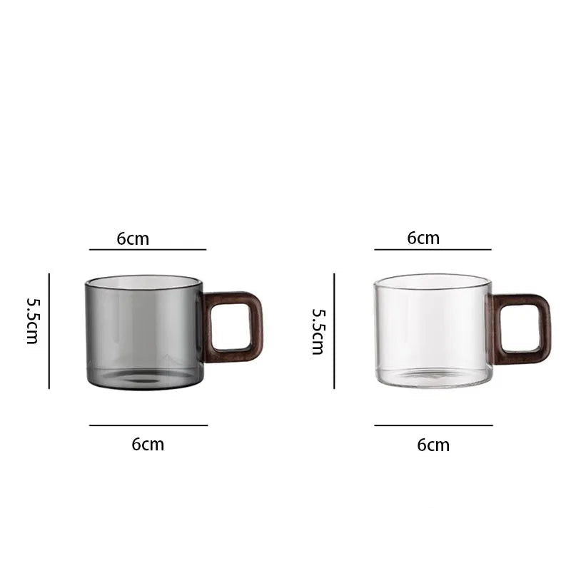 Schéma des dimensions de la tasse en verre : 6 cm de large sur 5,5 cm de haut