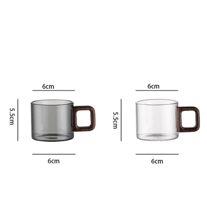 Schéma des dimensions de la tasse en verre : 6 cm de large sur 5,5 cm de haut