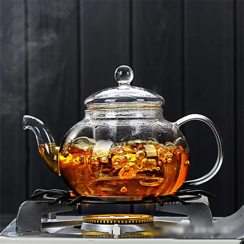 Théière verre borosilicate 800ml infusion thé oolong ambré