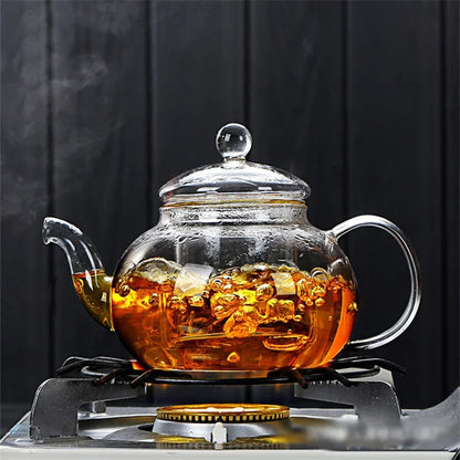 Théière verre borosilicate 800ml infusion thé oolong ambré