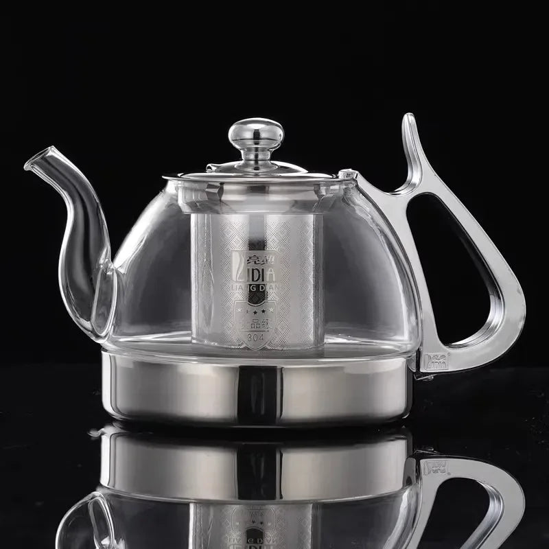 Théière transparente avec infuseur inox amovible