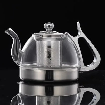 Théière transparente avec infuseur inox amovible
