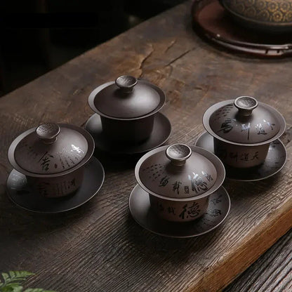 Gaiwan Terre Ancienne - Argile Violette 180ml | Style Rétro