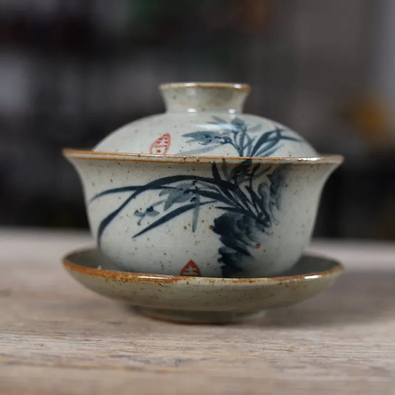 Gaiwan Nuée Sancai - Grès Émail Sancai 150ml | Trois Couleurs