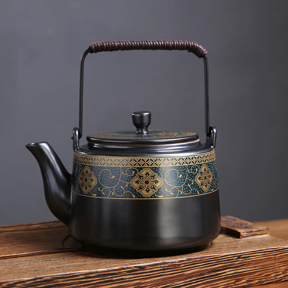 Théière Ornamenta anse gainée haute céramique noire