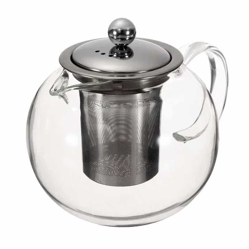 Théière verre borosilicate avec thé en infusion