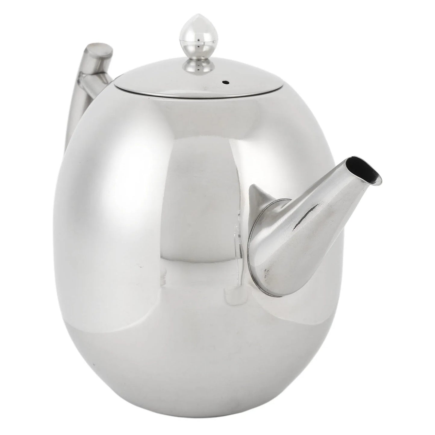 Théière en inox poli miroir vue de face 1L
