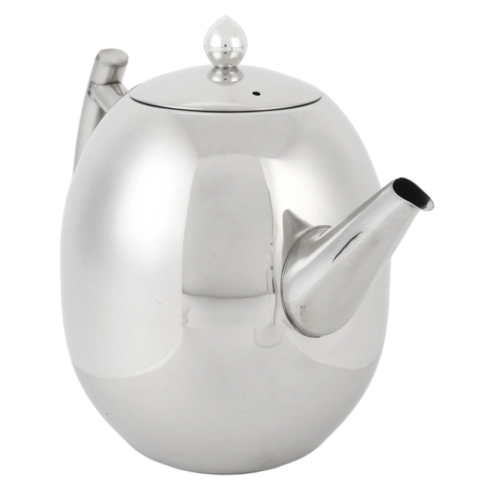 Théière en inox poli miroir vue de face 1L
